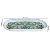 Green & White 9-Inch Fine Porcelain Oval Platter | Elegant Ceramic Serving Tray